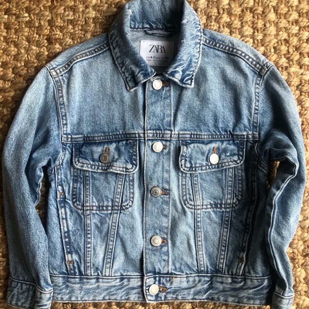 New: Zara All Cotton Denim Truckers Jacket. Size 6 / 7 - Picture 5 of 11